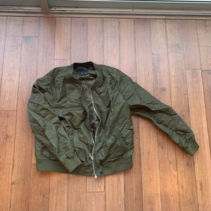 Sleek Olive Green Bomber Jacket